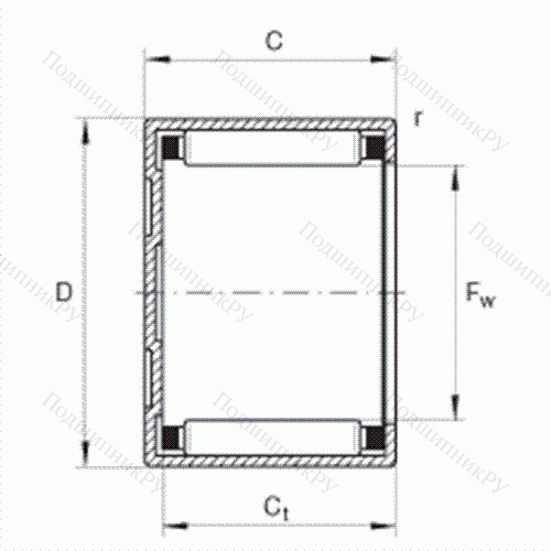 Подшипник роликовый игольчатый с одним наружным штампованным кольцом, закрытым с одной стороны BK 2516 от производителя  INA Подшипник роликовый игольчатый с одним наружным штампованным кольцом, закрытым с одной стороны BK 2516 от производителя  INA