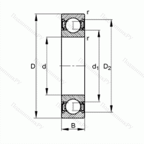 Подшипник шариковый радиальный 61906-2RSR от производителя  FAG Подшипник шариковый радиальный 61906-2RSR от производителя  FAG